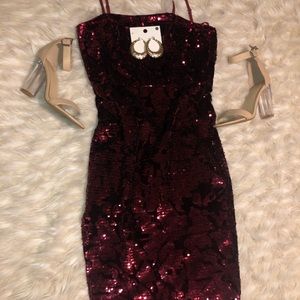 💝Red sequence dress